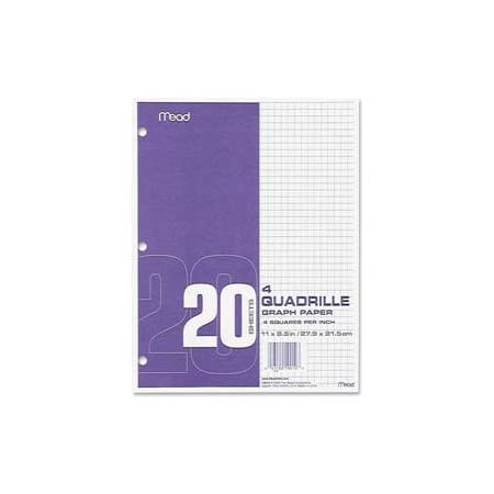 Mead Products Mead  Graph Paper, 8-1/2" x 11", 4 x 4 Square/inch Quad Ruled, 240 Sheets/Pack 19010